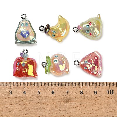 Electroplate Fruit Theme Opaque Resin Pendants RESI-B047-09-1