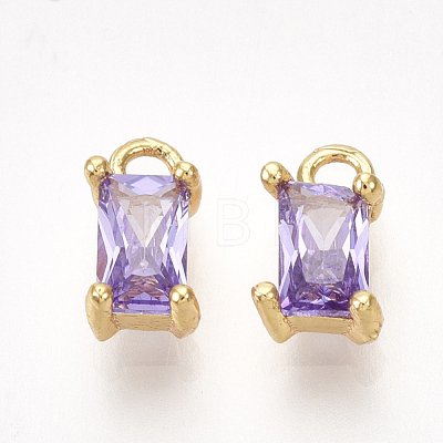 Brass Cubic Zirconia Charms KK-S350-367C-1