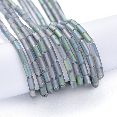 Electroplate Frosted Glass Beads Strands EGLA-K014-BF-FR01-1