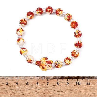 Dyed Synthetic Turquoise & ABS Plastic Imitation Pearl Beads Stretch Bracelets for Women BJEW-JB13641-1