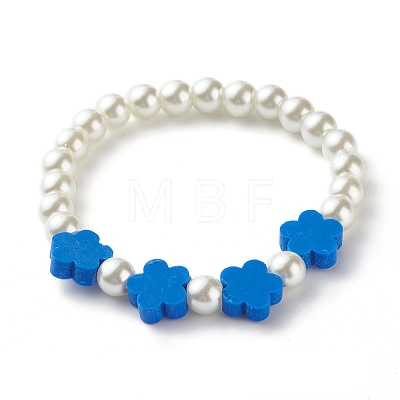 Flower Beads Stretch Bracelet for Children BJEW-JB07188-1