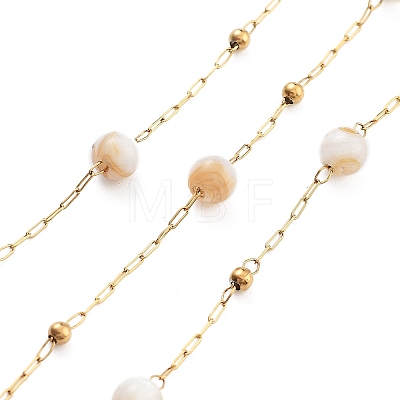 Handmade Round Natural Shell Beaded Chains CHS-P019-01G-1