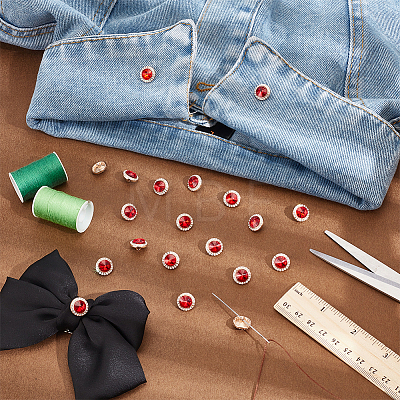 20Pcs 1-Hole Flat Round Zinc Alloy Rhinestones Buttons ALRI-NB0001-20A-1