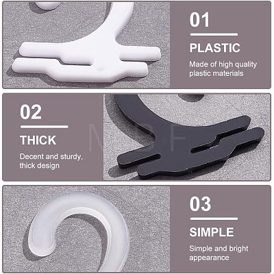  180Pcs 3 Style PP Plastic Display Snap Hooks FIND-NB0002-90A-1