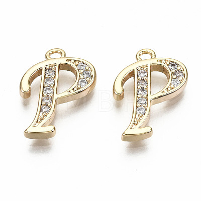 Brass Micro Pave Clear Cubic Zirconia Pendants KK-S360-053P-NF-1