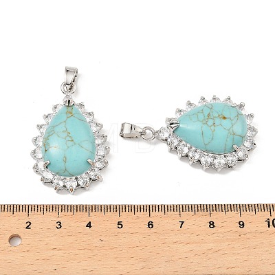 Synthetic Turquoise & Rhinestone Pendants G-K338-31P-06-1