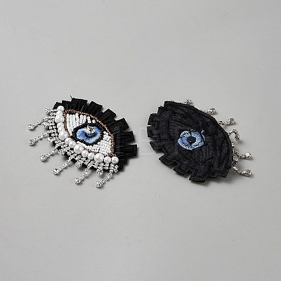 Glass Rhinestone Embroider Thread Iron on/Sew On Patches PATC-WH20029-09-1