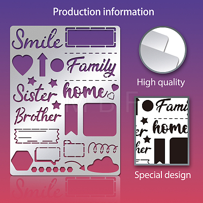 Custom Family Theme Stainless Steel Cutting Dies Stencils DIY-WH0289-018-1