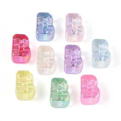 UV Plating Transparent Acrylic European Beads OACR-M027-02B-1