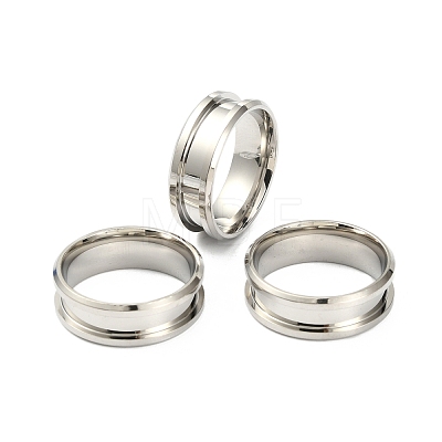 201 Stainless Steel Grooved Finger Ring Settings MAK-WH0007-16P-1