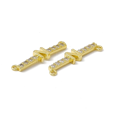 Rack Plating Brass Micro Pave Clear Cubic Zirconia Connector Charms KK-C007-37G-N-1