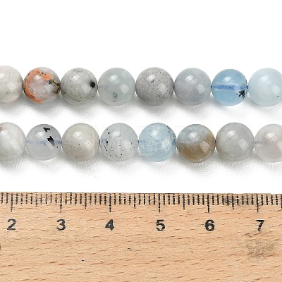 Natural Aquamarine Beads Strands G-F591-29A-8mm-02-1