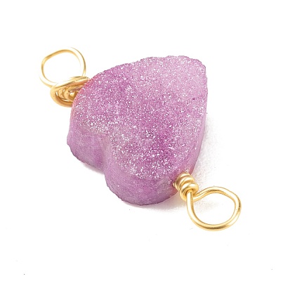 Natural Druzy Agate Connector Charms PALLOY-JF01363-02-1