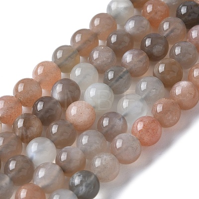 Natural Multi-Moonstone Beads Strands G-P322-43-6mm-1