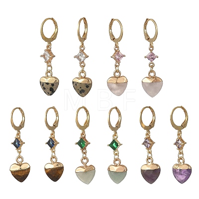 Natural Gemstone Leverback Dangle Earrings EJEW-JE07371-1