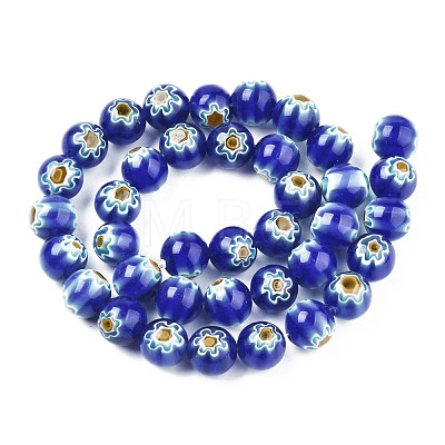 Handmade Millefiori Glass Beads Strands LK-T001-10F-1