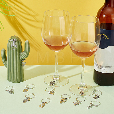 Cactus Tibetan Style Alloy Wine Glass Charms AJEW-AB00118-1
