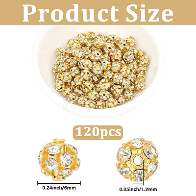 120Pcs Brass Rhinestone Beads KK-PA0001-26G-1