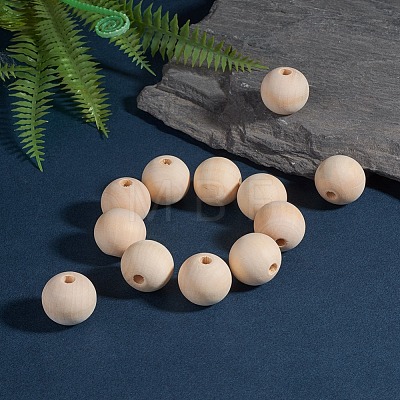 Natural Unfinished Wood Beads WOOD-S651-25mm-LF-1