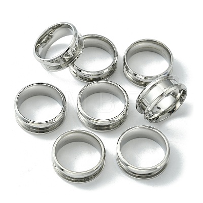 201 Stainless Steel Grooved Finger Ring Settings STAS-TAC0001-10A-P-1