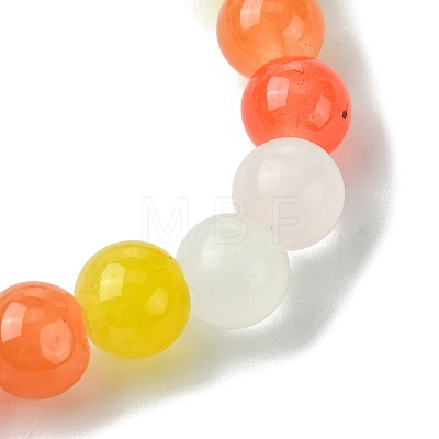 8mm Baking Painted Imitation Jade Glass Round Beaded Stretch Kids Bracelets for Girls Boys BJEW-JB10895-1