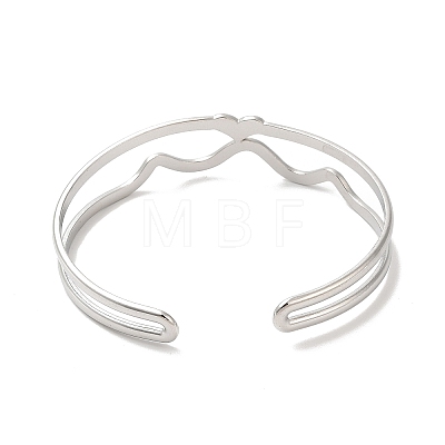 304 Stainless Steel Heart Wave Cuff Bangles BJEW-L682-028P-1