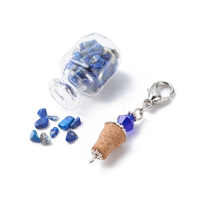 7 Chakra Tumbled Gemstone Chips Filling Wishing Bottle Pendant Decorations HJEW-JM00779-1