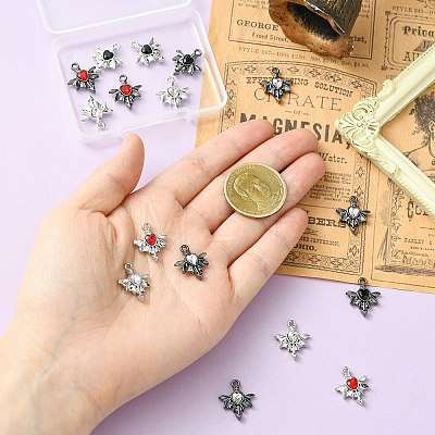 16Pcs 8 Colors Alloy Rhinestone Pendants RB-CJ0001-11-1