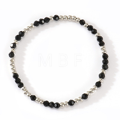 Glass & 304 Stainless Steel Beaded Stretch Bracelets for Women AN7513-2-1