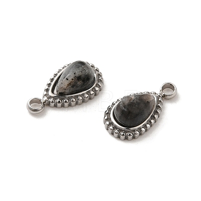 304 Stainless Steel Pave Natural Labradorite Teardrop Charms STAS-B074-04P-03-1