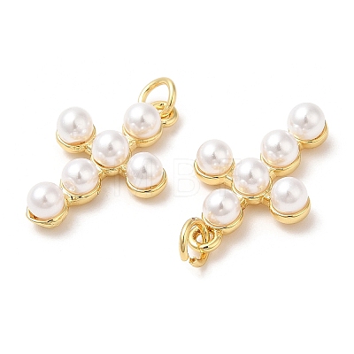 Brass Plastic Imitation Pearls Pendants KK-Q775-23G-1