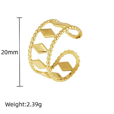Adjustable 304 Stainless Steel Wide Band Cuff Open Rings for Women OK7219-1-1