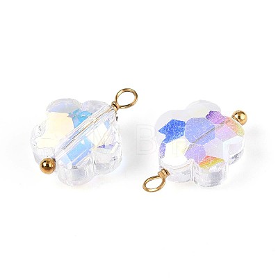 Electroplate Glass Flower Charms STAS-N110-15G-1