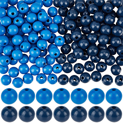 150Pcs 2 Colors Spray Painted Round Natural Schima Wood Beads WOOD-PA0001-70-1
