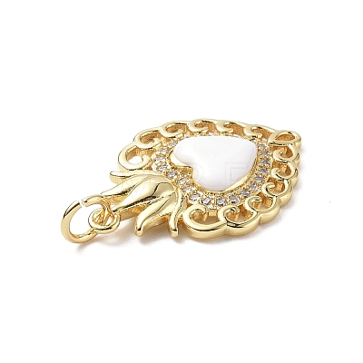 Eco-Friendly Rack Plating Brass Micro Pave Cubic Zirconia Pendants KK-F845-33G-02-1