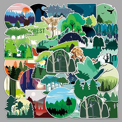 50Pcs Forest PET Waterproof Stickers PW-WGED028-01-1