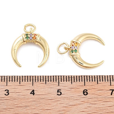 Moon Theme Rack Plating Brass Micro Pave Cubic Zirconia Pendants KK-Z071-52G-03-1