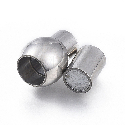 304 Stainless Steel Magnetic Clasps with Glue-in Ends STAS-D242-08P-C-1