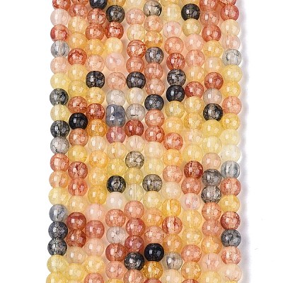 Ombre Effect Dyed Crackle Glass Beads Strands GLAA-Q106-01A-B18-1