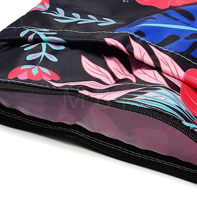 Flower & Leaf Print Polyester Zipper Book Covers AJEW-Z051-03B-1