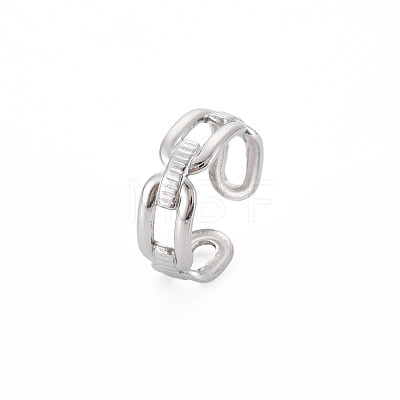 304 Stainless Steel Hollow Open Cuff Ring for Women RJEW-S405-223P-1