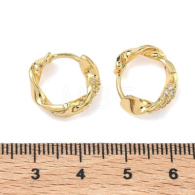 Brass Micro Pave Clear Cubic Zirconia Hoop Earrings EJEW-C182-05A-G-1
