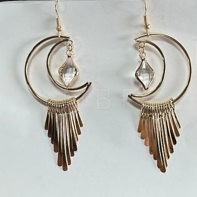 Moon Alloy Rhinestone Dangle Earrings FS-WGEABDC-01-1