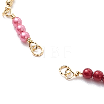 Brass & Round ABS Imitation Pearl Beaded Chain Bracelet Making AJEW-JB01150-24-1