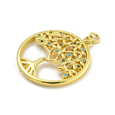 Rack Plating Brass Micro Pave Cubic Zirconia Pendants KK-C074-05G-1