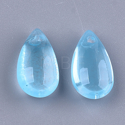 Transparent Spray Painted Glass Charms GLAA-S183-03C-1