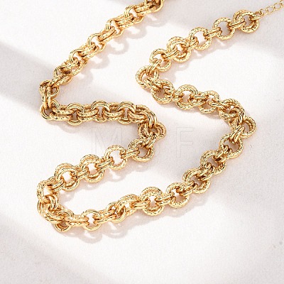 8MM 304 Stainless Steel Twisted Double Rolo Chain Necklaces for Women NJEW-G194-05G-02-1