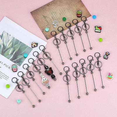 16Pcs Alloy Bar Beadable Keychain for Jewelry Making DIY Crafts KEYC-SZ0001-16B-1