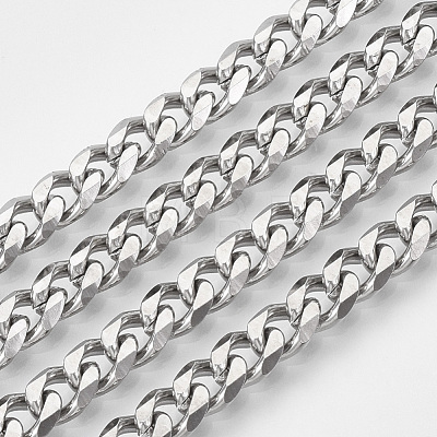 201 Stainless Steel Cuban Link Chains STAS-R100-23-1