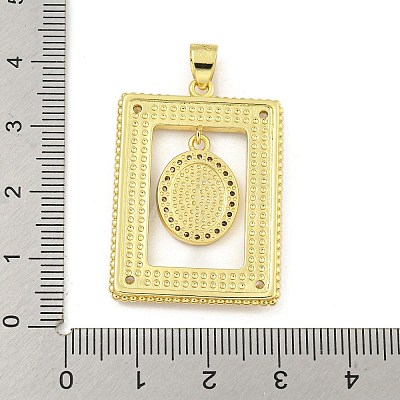 Rack Plating Brass Micro Pave Clear Cubic Zirconia Pendants KK-Z053-09G-1